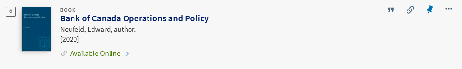 Bank of Canada Operations and Policy brief record view (click to view result in HoyaSearch)