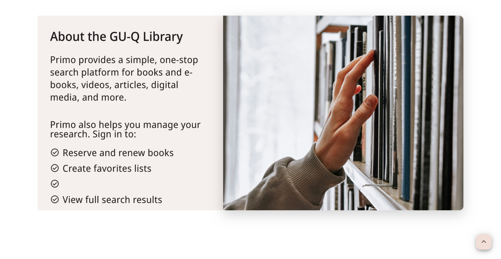 The About the Library section has a checkmark and a blank space where the third entry had been